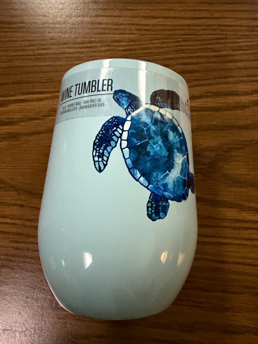 Kohl's Light Blue Sea Turtle Wine Tumbler